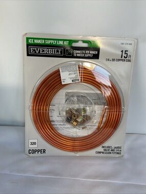EVERBILT 1001 274 449 ICE MAKER SUPPLY LINE KIT 15FT 1/4" OD COPPER COIL